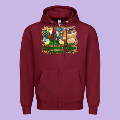 Zipper Hoodie Happy easter rooster chicken and chick