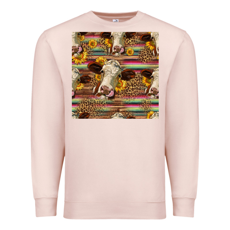 Western Hereford Cattle Seamless Pattern Premium Sweatshirt by HRA Design Shop | Teevron