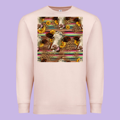 Western Hereford Cattle Seamless Pattern Premium Sweatshirt Designed By Hra Design Shop