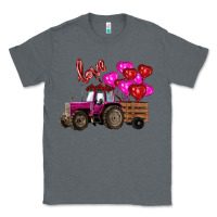 Charcoal Heather Valentine's day pink tractor with pin heart balloons Classic Tee - RanaPortraitStore