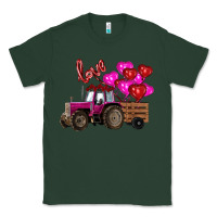 Sports Green Valentine's day pink tractor with pin heart balloons Classic Tee - RanaPortraitStore
