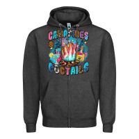 Charcoal Heather campfires and coctails Zipper Hoodie - Zillion Design Studio