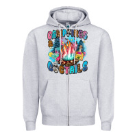 Heather Grey campfires and coctails Zipper Hoodie - Zillion Design Studio