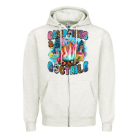 Oatmeal Heather campfires and coctails Zipper Hoodie - Zillion Design Studio