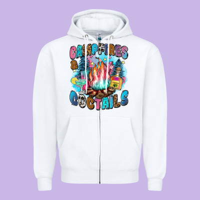 Campfires And Coctails Zipper Hoodie Designed By Zillion Design Studio