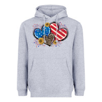 Heather Grey American Flag heart Heavyweight Hoodie - CowGirlArtShop