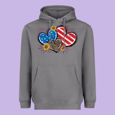 American Flag Heart Heavyweight Hoodie Designed By Cowgirlartshop