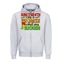 Heather Grey juneteenth was a promise what was broken Zipper Hoodie - texasbilliewilder