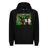 Black st Patricks cow with leopard background holstein cow Premium Hoodie - Jasminsmagicworld