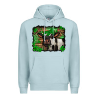 Blue Mist st Patricks cow with leopard background holstein cow Premium Hoodie - Jasminsmagicworld