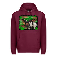 Burgundy st Patricks cow with leopard background holstein cow Premium Hoodie - Jasminsmagicworld