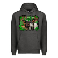 Charcoal Heather st Patricks cow with leopard background holstein cow Premium Hoodie - Jasminsmagicworld