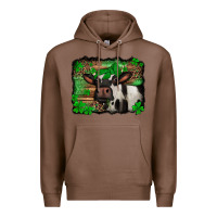 Chestnut st Patricks cow with leopard background holstein cow Premium Hoodie - Jasminsmagicworld