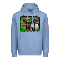 Colony Blue st Patricks cow with leopard background holstein cow Premium Hoodie - Jasminsmagicworld