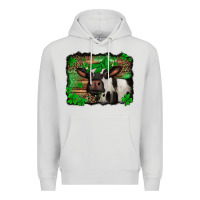 Dove Grey st Patricks cow with leopard background holstein cow Premium Hoodie - Jasminsmagicworld