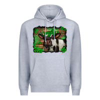Heather Grey st Patricks cow with leopard background holstein cow Premium Hoodie - Jasminsmagicworld