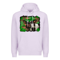 Lilac st Patricks cow with leopard background holstein cow Premium Hoodie - Jasminsmagicworld
