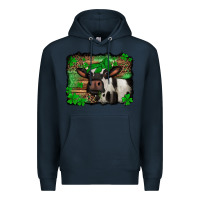 Navy st Patricks cow with leopard background holstein cow Premium Hoodie - Jasminsmagicworld