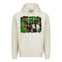 Oatmeal Heather st Patricks cow with leopard background holstein cow Premium Hoodie - Jasminsmagicworld