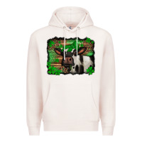 Pale Pink st Patricks cow with leopard background holstein cow Premium Hoodie - Jasminsmagicworld