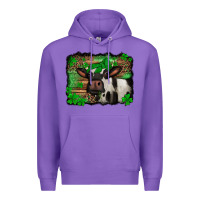 Purple st Patricks cow with leopard background holstein cow Premium Hoodie - Jasminsmagicworld