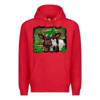 Red st Patricks cow with leopard background holstein cow Premium Hoodie - Jasminsmagicworld