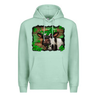 Seafoam st Patricks cow with leopard background holstein cow Premium Hoodie - Jasminsmagicworld