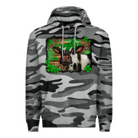 Slate Camo st Patricks cow with leopard background holstein cow Premium Hoodie - Jasminsmagicworld
