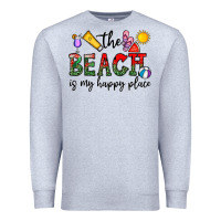 Heather Grey the beach is my happy place Premium Sweatshirt - CowhideDigitalArt