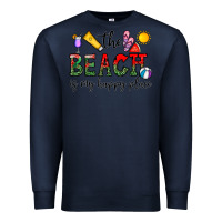 Navy the beach is my happy place Premium Sweatshirt - CowhideDigitalArt