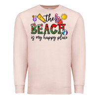 Pale Pink the beach is my happy place Premium Sweatshirt - CowhideDigitalArt