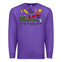 Purple the beach is my happy place Premium Sweatshirt - CowhideDigitalArt
