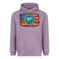 Lavender American flag leopard turquoise gemstone Heavyweight Hoodie - Neo Western