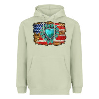 American Flag Leopard Turquoise Gemstone Heavyweight Hoodie | Teevron