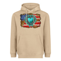 Mushroom American flag leopard turquoise gemstone Heavyweight Hoodie - Neo Western