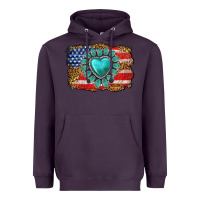 Plum American flag leopard turquoise gemstone Heavyweight Hoodie - Neo Western