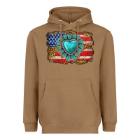 Toasted Coconut American flag leopard turquoise gemstone Heavyweight Hoodie - Neo Western