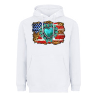 White American flag leopard turquoise gemstone Heavyweight Hoodie - Neo Western