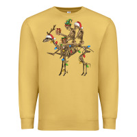 Antique Gold Christmas deer and skeletons Premium Sweatshirt - FaDigitalArtStudio
