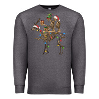 Charcoal Heather Christmas deer and skeletons Premium Sweatshirt - FaDigitalArtStudio