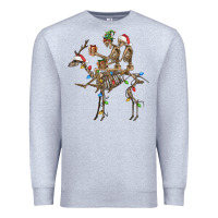 Heather Grey Christmas deer and skeletons Premium Sweatshirt - FaDigitalArtStudio