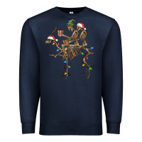 Navy Christmas deer and skeletons Premium Sweatshirt - FaDigitalArtStudio