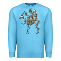 Ocean Blue Christmas deer and skeletons Premium Sweatshirt - FaDigitalArtStudio