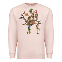 Pale Pink Christmas deer and skeletons Premium Sweatshirt - FaDigitalArtStudio