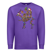 Purple Christmas deer and skeletons Premium Sweatshirt - FaDigitalArtStudio