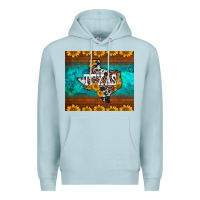 Blue Mist sunflowers cowhide leopard texas map Premium Hoodie - BarkalooDesign
