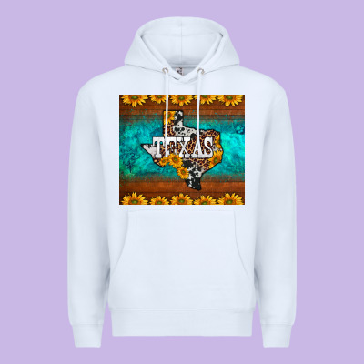 Sunflowers Cowhide Leopard Texas Map Premium Hoodie Designed By Barkaloodesign