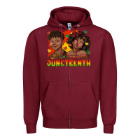 Burgundy juneteenth with afro black kids Zipper Hoodie - texasbilliewilder