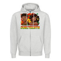 Dove Grey juneteenth with afro black kids Zipper Hoodie - texasbilliewilder