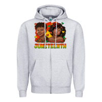 Heather Grey juneteenth with afro black kids Zipper Hoodie - texasbilliewilder